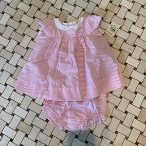 Ralph Lauren Baby Seersucker Dress and Diaper Cover Pink 3M